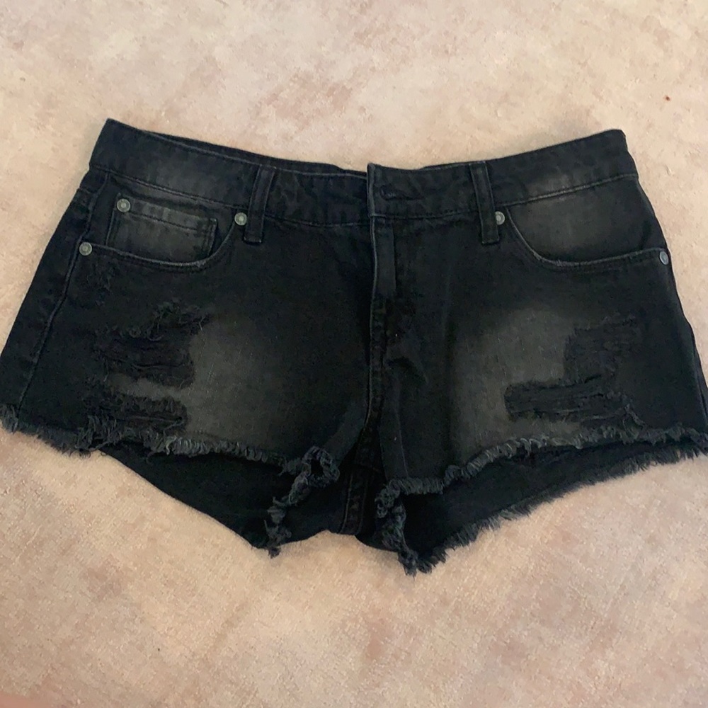 Black jean shorts